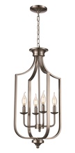  11215 BN - Hillcrest 27.5-in. High Brushed Nickel 4-Light Cage Chandelier